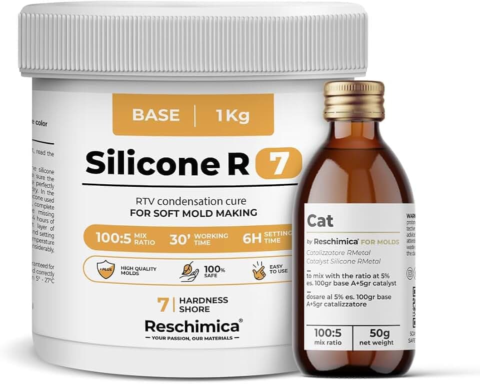 Silikonkautschuk R7 für sehr weiche, elastische und widerstandsfähige Formen, kompatibel mit Harzen und Anderen Materialien (1 kg)