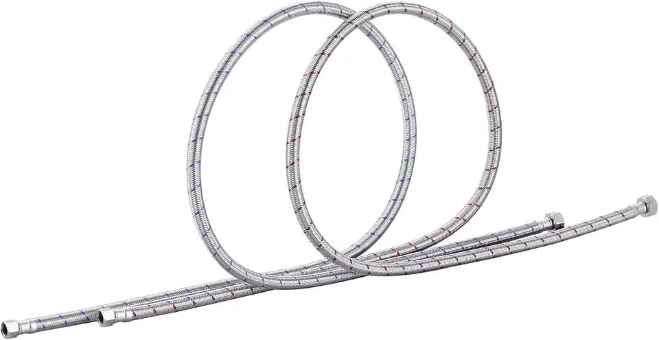 60'' Length Faucet Supply Line, Stainless Steel Braided cUPC Sink Hose with G1/2" FIP x 3/8" Compression Supply Hose for Sink Faucet Bathroom Kitchen Faucet Connector Water Supply Line 2 PCS