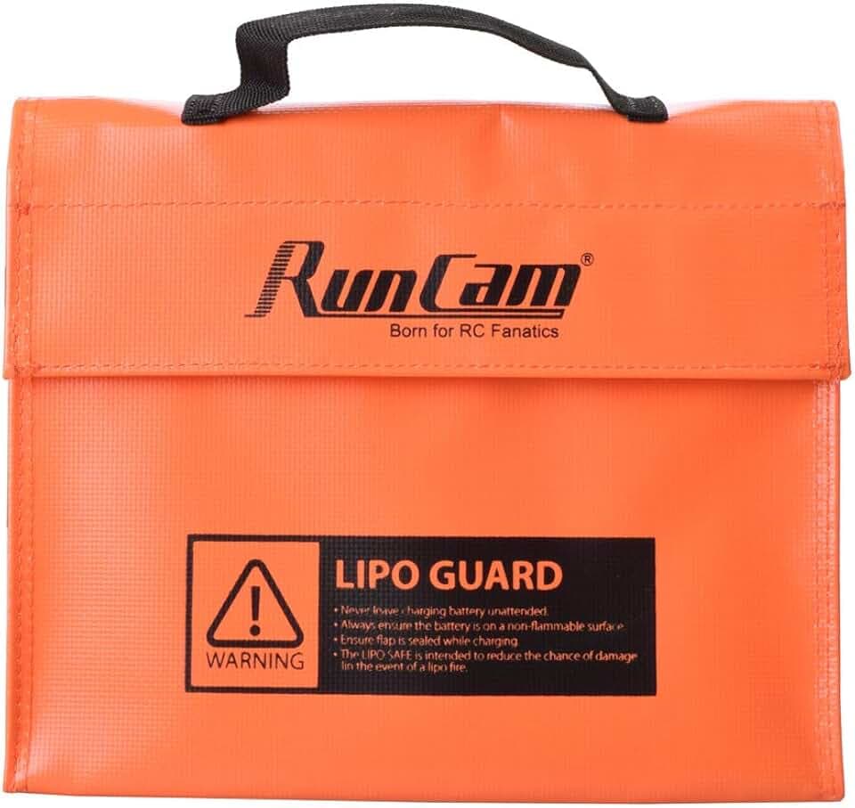 RunCam Lipo Battery Guard - Explosionproof & Fireproof - Water Resistant - RC Lipo Battery Storage & Charging - Orange, Glass Fiber, 240x180x65mm