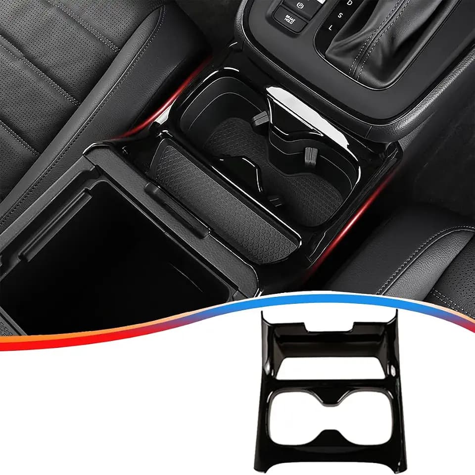 MUXEE for Honda CRV CR-V 2023 2024 2025 2026 ABS Bright Black Center Consoles Cup Holder Panel Cover Trim - Sport Upgrade Trims Interior Accessories (1PCS)