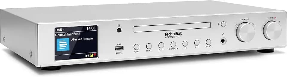 TechniSat DIGITRADIO 143 CD (V3) – Digital HiFi-Tuner, Internetradio (DAB+, UKW, Bluetooth-Audiostreaming, Spotify Connect, CD-Player, WLAN, Breite 43,5 cm, App-Steuerung, Fernbedienung) Silber