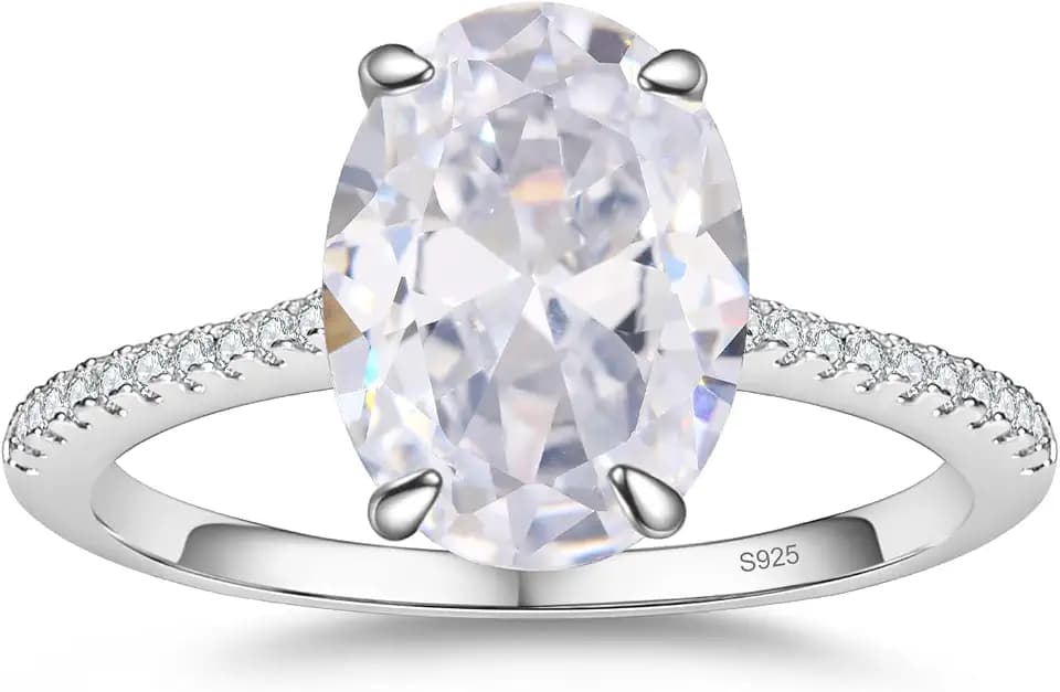 CZ Engagement Rings for Women,Women's Round/Pear/Oval/Cushion/Radiant Cut 925 Sterling Silver Solitaire Wedding Bands Engagement Promise Rings with 18K White Gold Plated 1.5/2/3/4/5CT