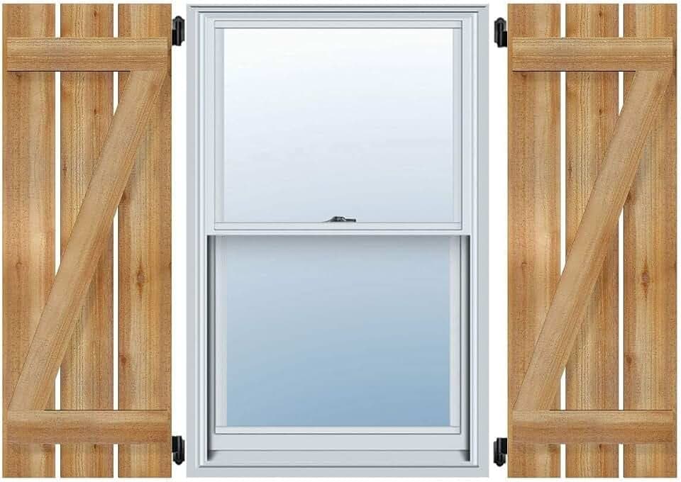 Ekena Millwork RBS06Z11X045RWR TimberCraft Two 5 3/8" Boards Spaced Board-n-Batten w/Z-Bar, Rustic Wood Shutters (Per Pair), 11 1/4"W x 45"H, Rough Sawn Western Red Cedar