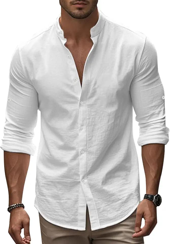 Mens Golf Shirts V Neck Business Casual Hippie Pullover Button Down Collar Long Sleeve Summer Beach Basic Tops
