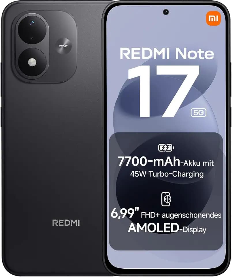 Xiaomi REDMI Note 17 5G, Smartphone 6+128 GB, Black, 7700 mAh Akku