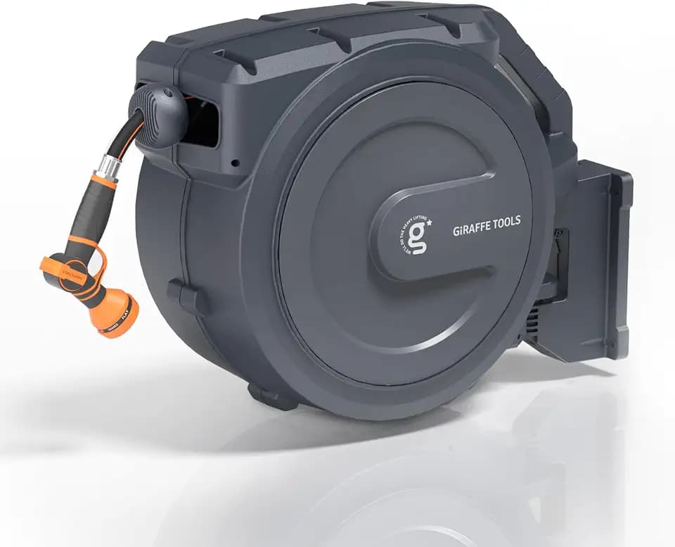 Giraffe Tools Retractable Garden Hose Reel 5/8" 60FT Wall Mount Auto Rewind