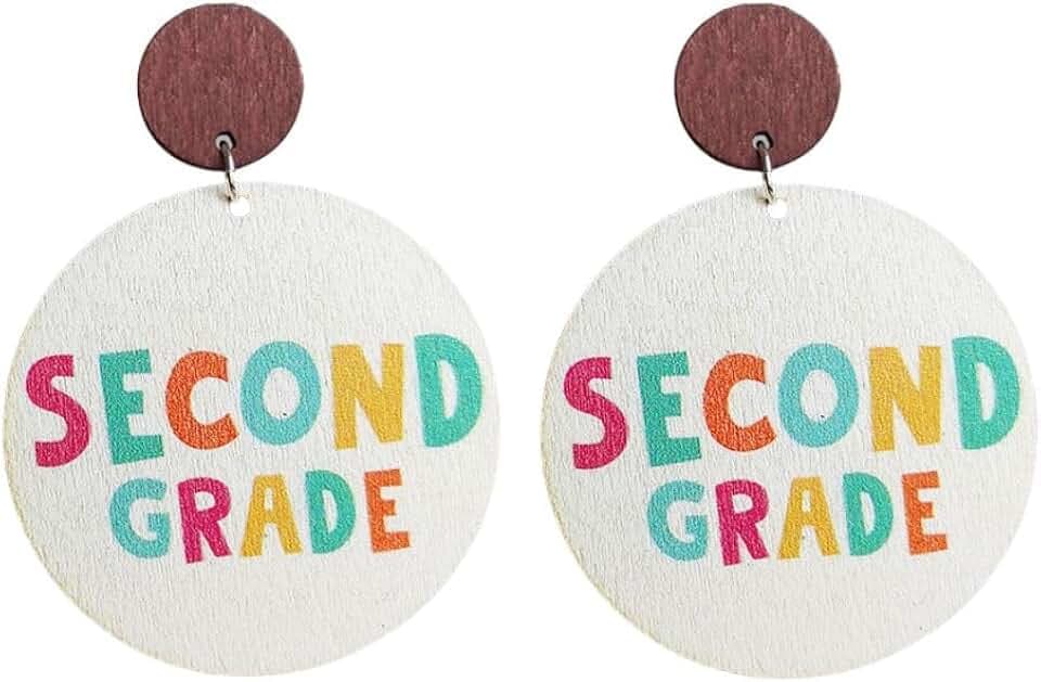 Teacher Earrings for Women Wooden Round Colorful Letter Teacher Dangle Drop Earrings