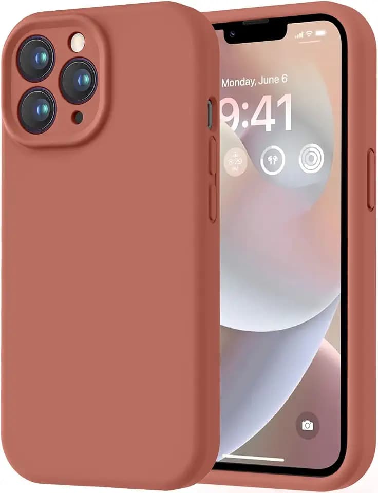 LOVE 3000 Designed for iPhone 13 Pro Max Case, Premium Silicone with [Soft Anti-Scratch Microfiber Lining] Shockproof Protective Phone Case for Men Women Girls 6.7", Caramel