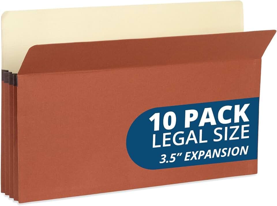 Blue Summit Supplies 10 Redrope Expanding File Pockets, Legal, 3.5" Brown