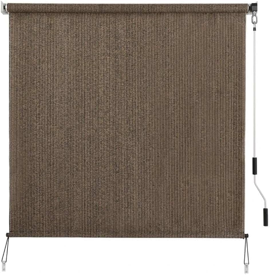 SEEYE Outdoor Sunshade Roller Shades 6' W x 8' H, Cordless Roll Up Shade Blinds Privacy Screen with 90% UV Protection, Exterior Patio Shade Cloth for Porch Pergola Balcony Backyard Windows, Mocha
