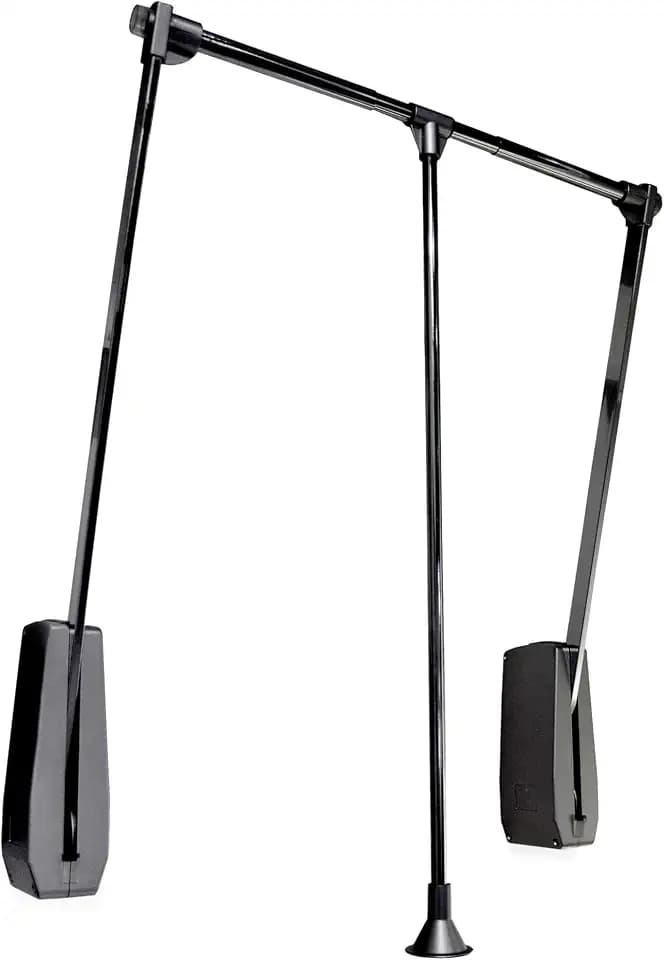 Emuca - Kleiderlift für Garderoben Hang Wandmontage, Kleiderlift für Schrank, Ausziehbarer Kleiderlift 600-830mm, Scharwrz, Stahl und Kunststoff