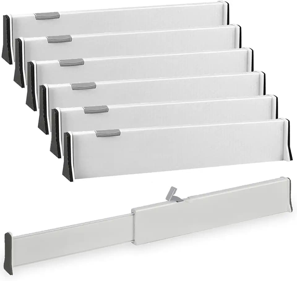 SENENQU 6er-Set Schubladentrenner Küche Verstellbar, 34-54 CM Plastik Schubladenteiler Hoch - 6CM, Schubladen Organizer für Küche, Kommode, Badezimmer, Schlafzimmer