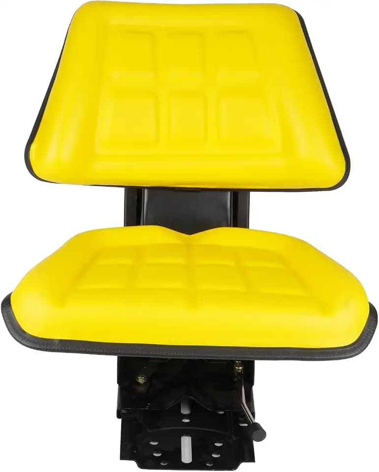 Yellow Universal Adjustable Tractor Suspension Seat Triback Style with Tilt Fits for John Deere Tractor 5200 5210 5300 5310 Shock Absorption Alloy Steel PVC