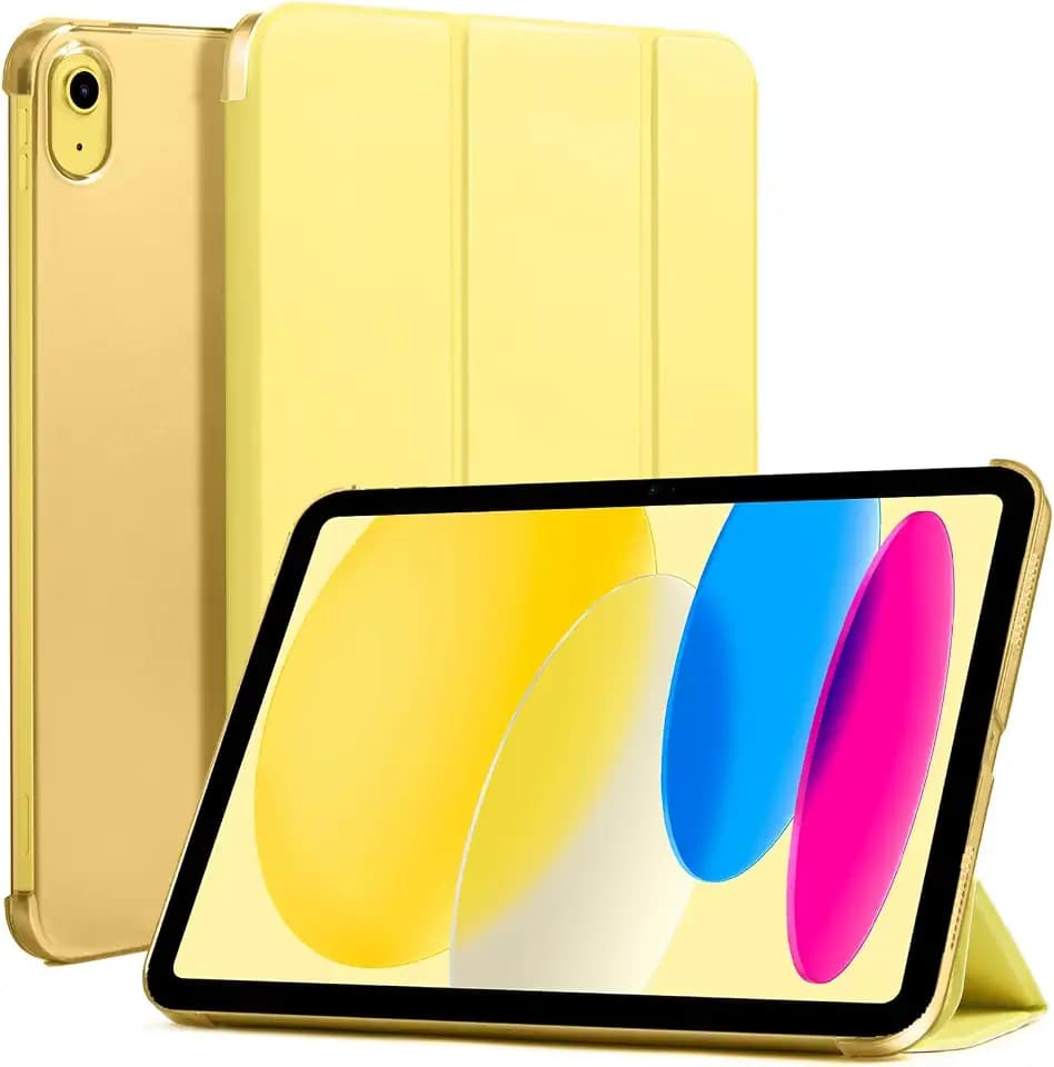 CoBak Case for iPad (A16) 11th Generation 11 Inch 2025, iPad 10th Generation 10.9 inch 2022, Slim Stand Protective Cover with Hard PC Translucent Back Shell Cover, Support Touch ID, Lemon Yellow