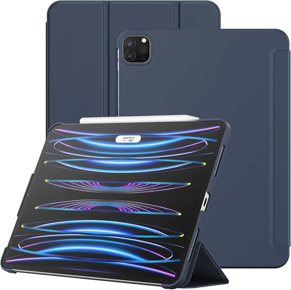 JETech Hülle für iPad Pro 11 Zoll (Modell 2022/2021/2020/2018, 4./3./2./1. Generation), Schützende Harte Rückenschale Weiche Berührung Tablet Ständerabdeckung, Auto Wachen/Schlafen (Navy)