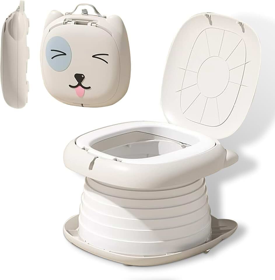 Toilettensitz Kinder, Klapptoilette Für Kinder, Tragbares Reise-Klapptöpfchen,AutoreiseCampin oder Familiengebrauch,mit Einweg-Ersatztaschen