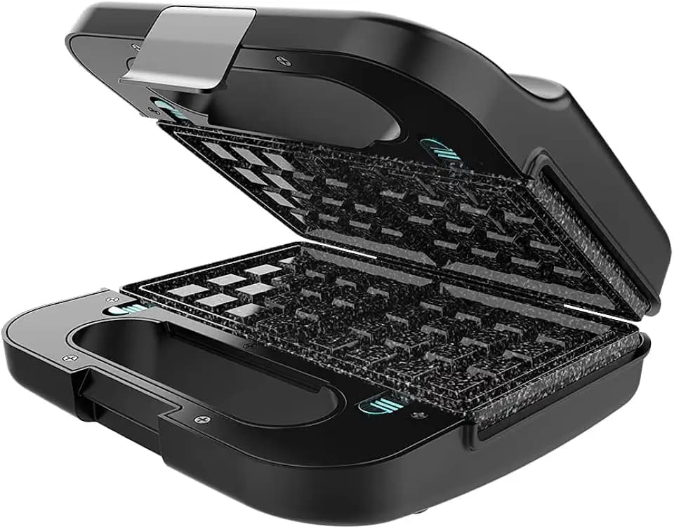 Cecotec Sandwichmaker Rock´nToast 4in1, 1000 W Leistung, Platz für 2 Sandwiches, Edelstahldesign, 4 austauschbare Platten mit RockStone-Steinbeschichtung