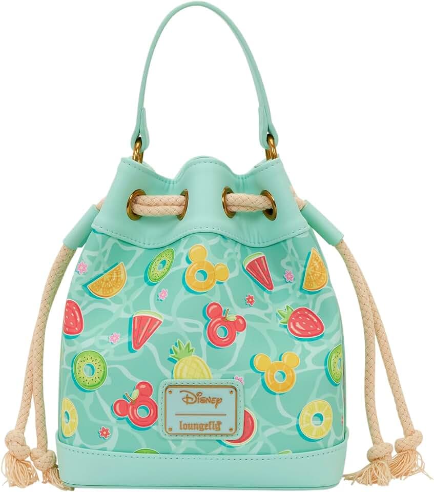 Loungefly Disney: Mickey Mouse - Beach Fun - Adjustable - Bucket Crossbody Bag - Great for Kids & Adults - Collectible Bags