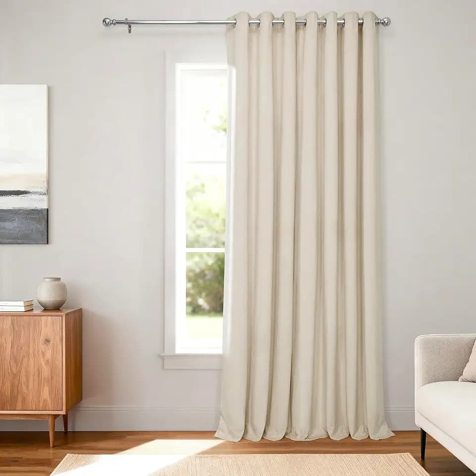 HPD Half Price Drapes VPCH-VET1217-96-GR Signature Verdunkelungsvorhang, extra breit, mit Ösen, Samt, 1 Stück, Polyester, elfenbeinfarben, 100 X 96