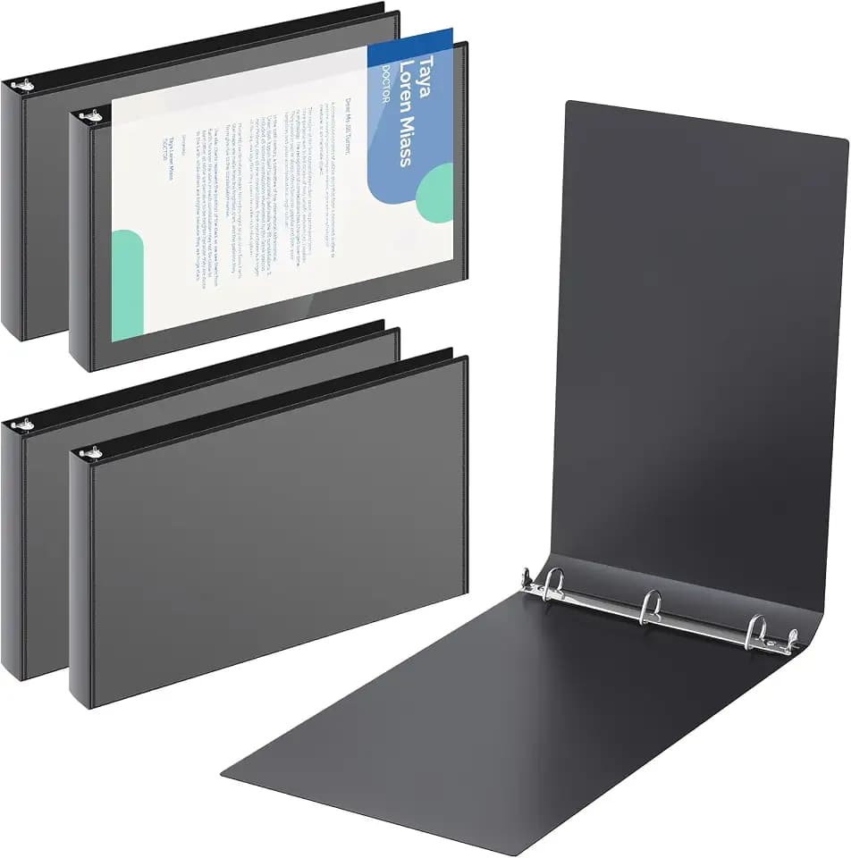 11 x 17 Inch View Binders with Cover Pocket, Black