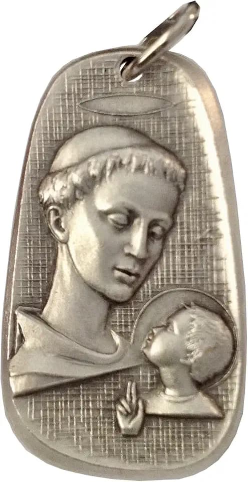I G J SAINT ANTHONY WITH JESUS CHILD MEDAL - MADE IN HIGH RELIEF IN ANCIENT ITALIAN STYLE - 100% MADE IN ITALY