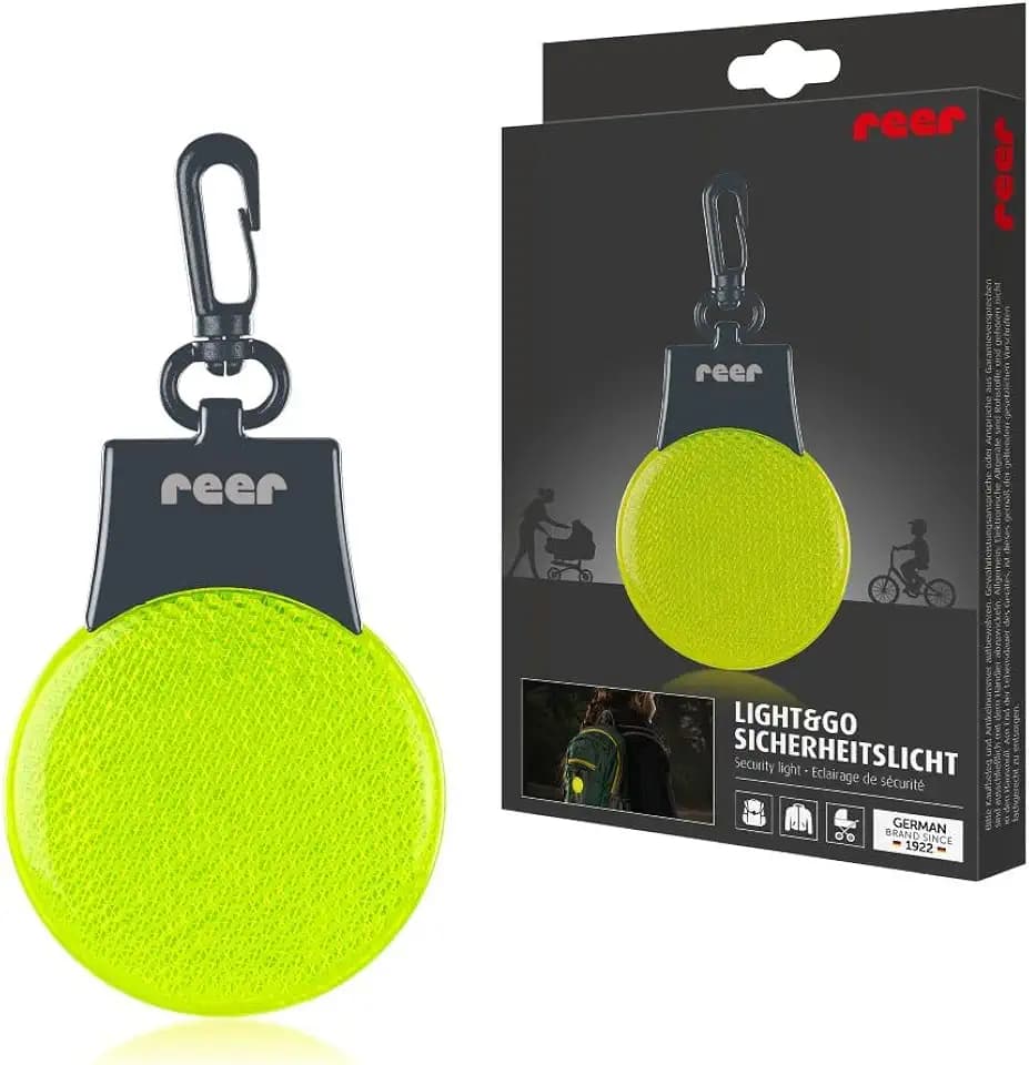 reer Light&Go Sicherheitslicht | für Kinder | LED Blinklicht | Dauerlicht Anhänger für Schulranzen, Kinderwagen und co
