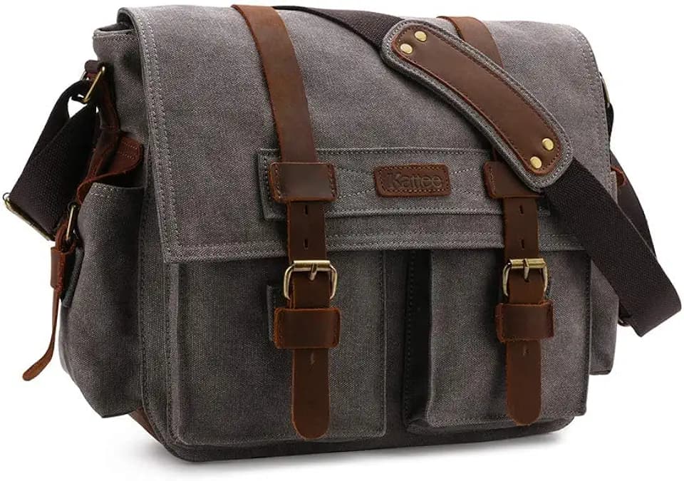 Kattee Vintage Leather Canvas DSLR SLR Camera Bags for Men