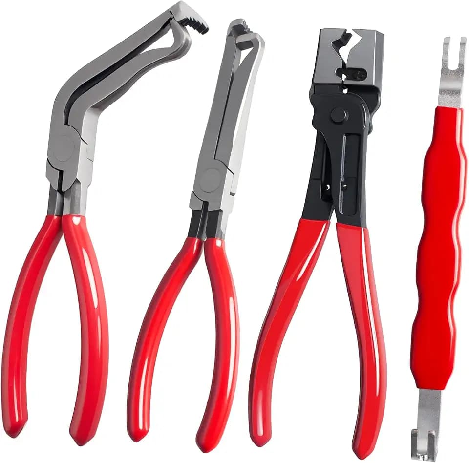 4 Pieces Electrical Disconnect Pliers for Cars, Automotive Electrical Plug Connector Disconnect Tool and Connector Separator and Hose Clamp Pliers