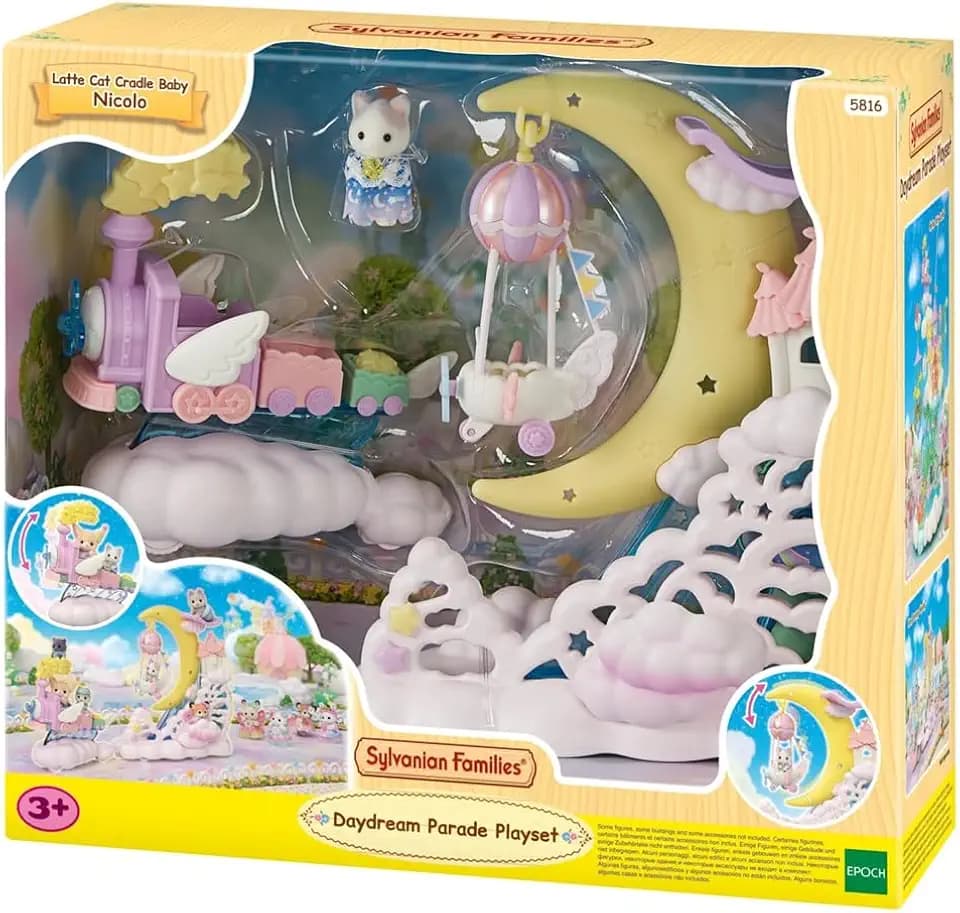 Sylvanian Families 5816 Magisches Luftschiff mit Figur, Spielset mit Tierfigur, Katzen Spielfigur, Spielzeug für Kinder ab 3 Jahren