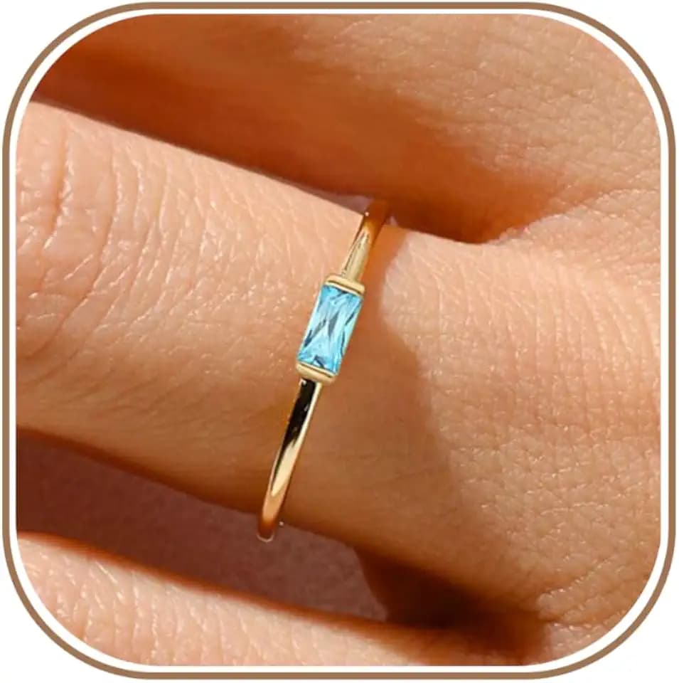 RLMOON Birthstone Gold Rings for Women Non Tarnish Gold Stackable Ring