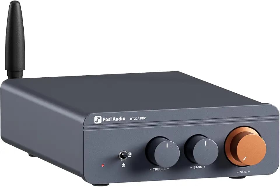 Fosi Audio BT20A Pro HiFi Verstärker, 300Wx2 Mini Verstärker mit Bluetooth 5.0 & TPA3255 Amp Chip, Austauschbare Op-Amps, Class D Verstärker Stereo 2.0 Kanal, Bass- und Höhenanpassung, Endstufe HiFi