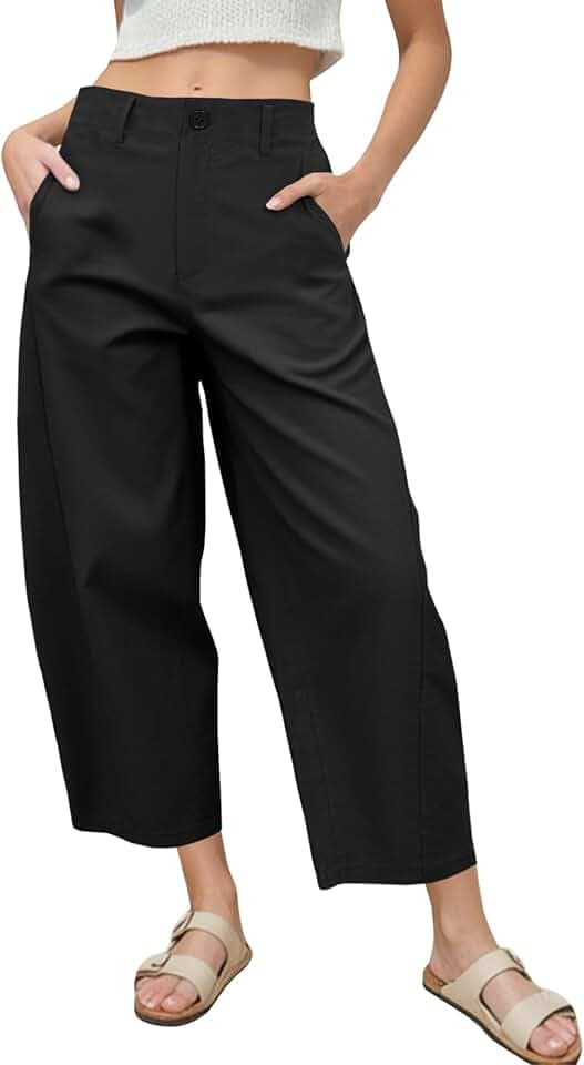Women's Barrel Leg Pants Casual Baggy Harem Pants with Pockets