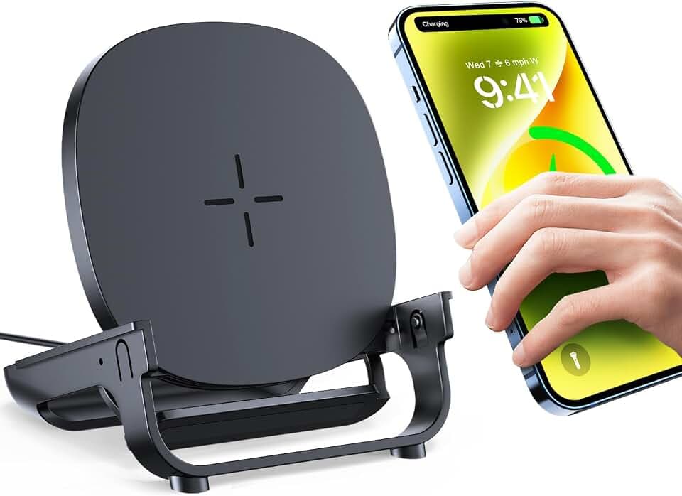 Beeasy Wireless Charger Stand - 15W Induktive Ladestation Kabelloses Ladegerät Handy Ständer für iPhone 15 14 13 12 Pro Mini Max XR XS Samsung S23 S22 S21 S20 AirPods Pro/3/2 Galaxy Buds