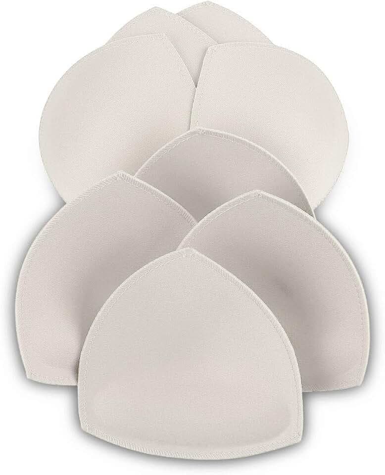 BH-Pad-Einsätze, 4 Paar, BH-Pads genäht, gepolstert, für Sport-BH A/B oder C/D, D/E Körbchen, Beige oder Schwarz, Weiß optional