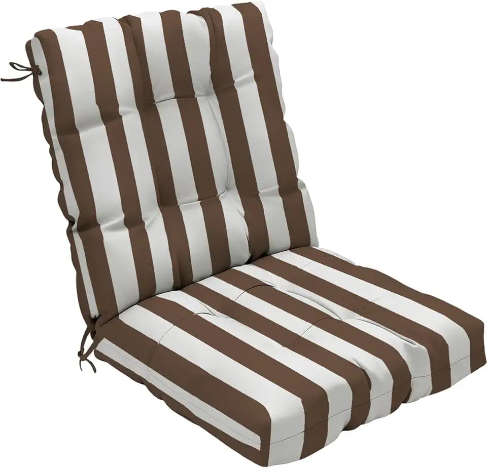 Outdoor Chair Cushion 42x21x4 Inch, Brown Stripe
