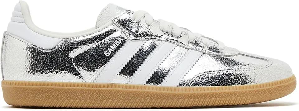 adidas Samba OG Women's Shoes, Silver Metallic/Footwear White/Core White, Size 10