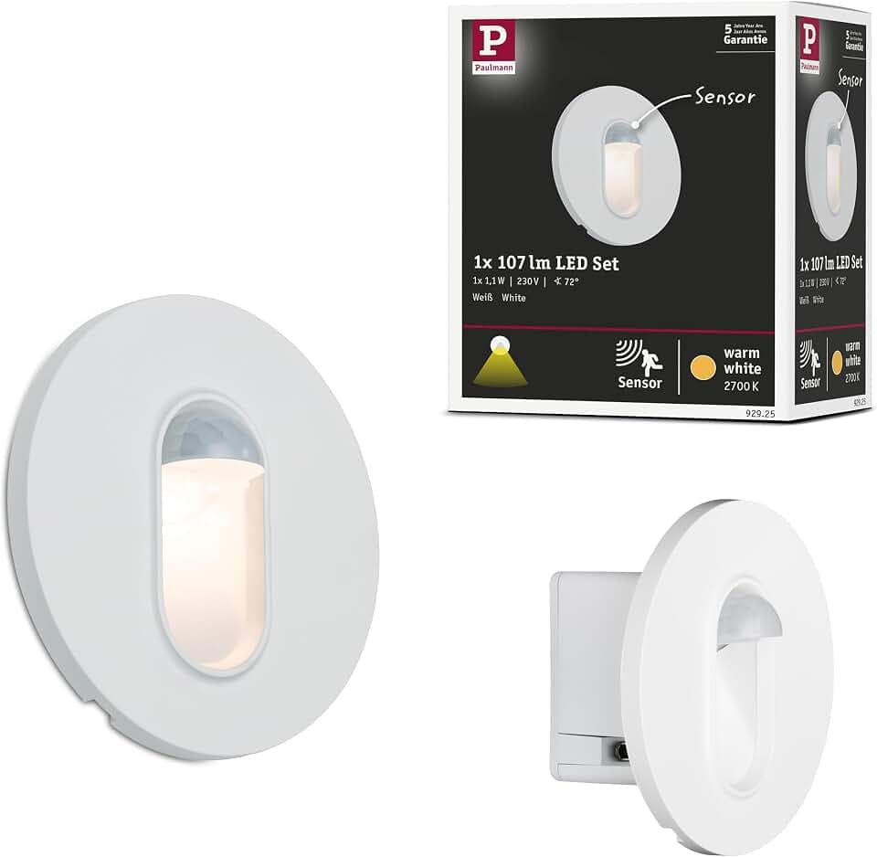 Paulmann 92925 LED Einbauleuchte Wandeinbauleuchte rund incl. 1x2,7 Watt Einbaustrahler Weiß Spot Kunststoff Einbaulampe 2700 K
