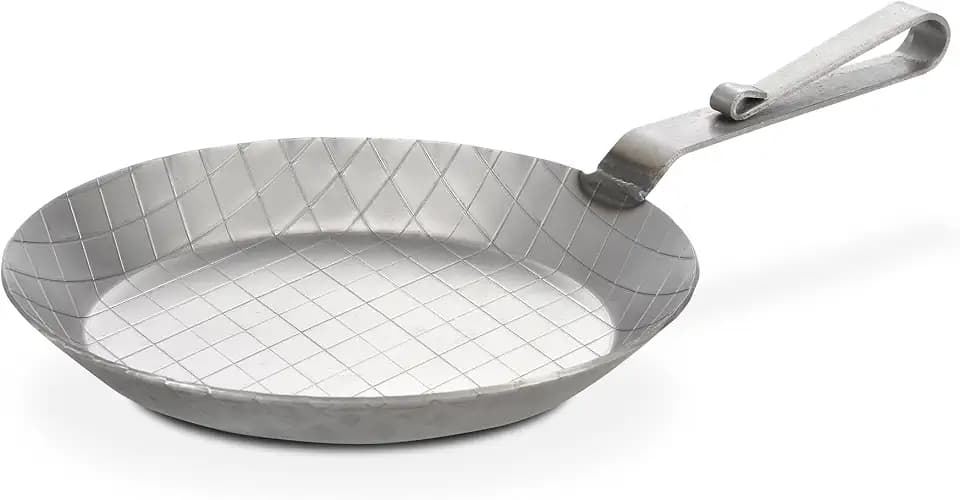GSW 859004 Gastro Traditionell Eisenpfanne geschmiedet, Servierpfanne mit gebogenem Griff, 20 cm