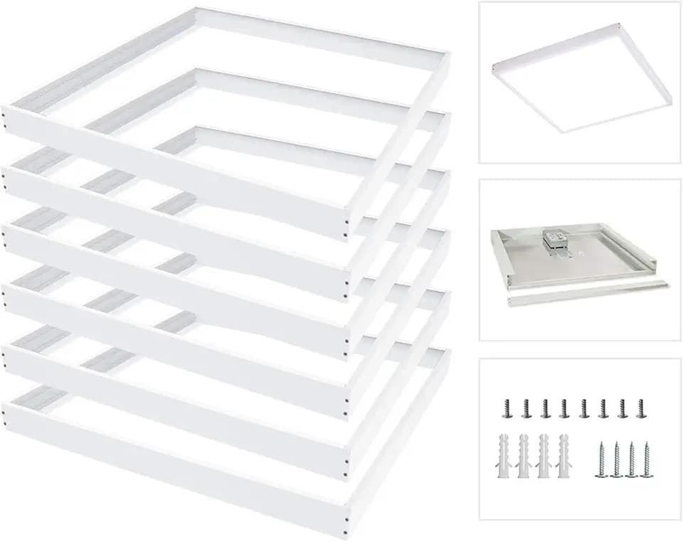6 Pack 2x2 Surface Mount Kit for LED Flat Panel Light - Aluminum 24x24 inch Ceiling Frame Kit, Not Include LED Panel Light