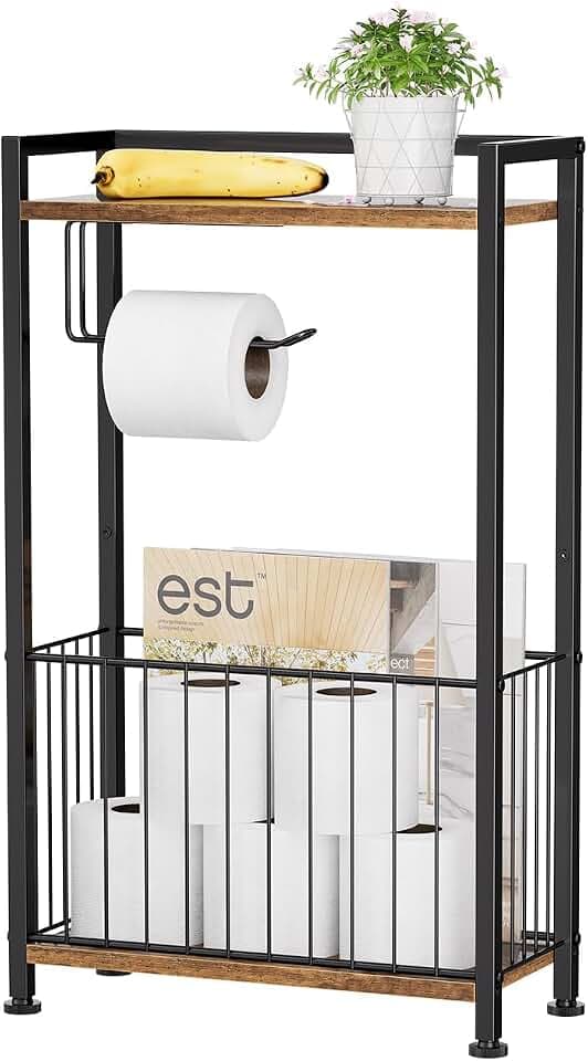 Simple Trending Freestanding Toilet Paper Holder Stand with Storage Shelf