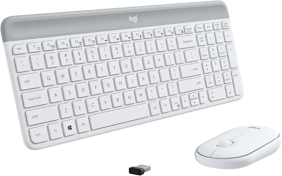 Logitech MK470 Slim Wireless Combo Compact Keyboard and Mouse - Off White