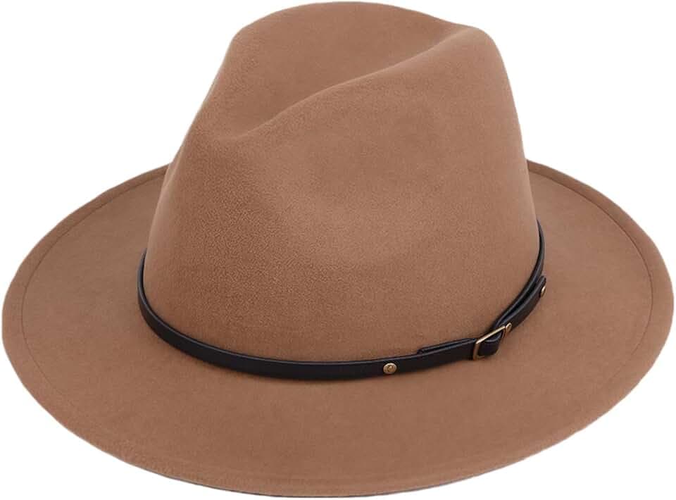 Unisex Fedora-Hut mit breiter Krempe und Gürtelschnalle, verstellbar, klassischer Panama-Kirchenhut für Damen und Herren