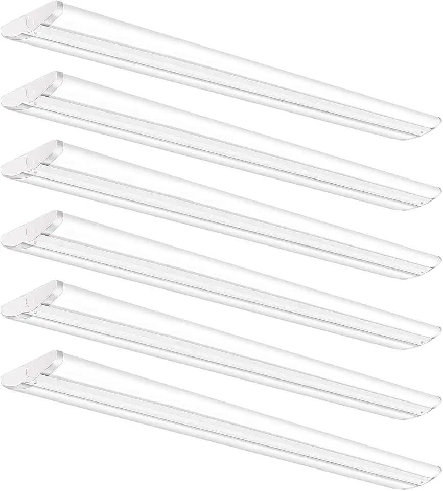 ANTLUX Ultra Slim 4FT LED Wraparound Light, 50W 4 Foot Shop Lights for Garage, No Glare, 5600LM, 4000K, Compact Flush Mount Ceiling Fixtures for Kitchen Workshop, Fluorescent Tube Replacement, 6 Pack
