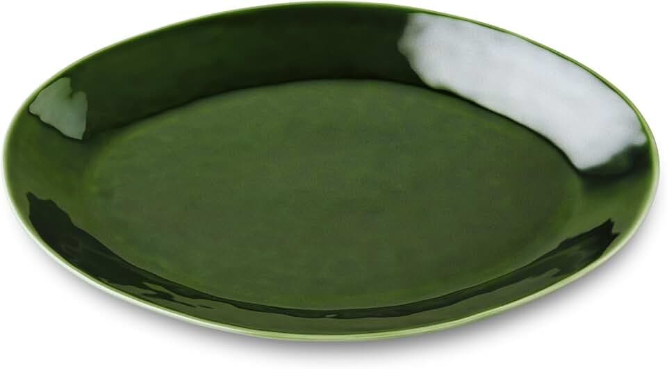 Verde Oval Stoneware Platter 16 x 12 Inches - Elegant Serveware for Main Courses, Appetizers, and More