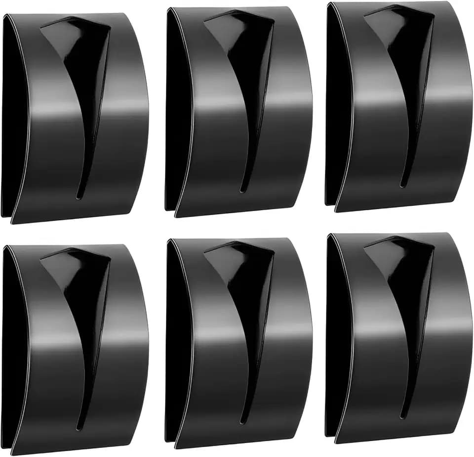 GOTRUST 6pcs Handtuchklemme Ohne Bohren, Geschirrtuchhalter Selbstklebend Edelstahl, Handtuchhalter Klemmen, Klemmhalter Handtuch, Handtuchhaken Küche Schwarz für Badezimmer Toilette Büro