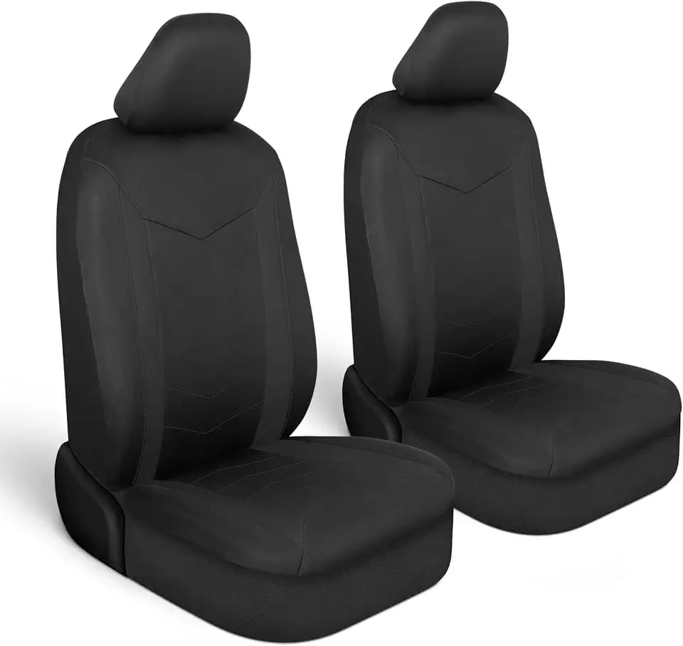 Motor Trend SpillGuard 2 Black Seat Covers for Cars & Seat Covers for Trucks - Neoprene Lining Waterproof Car Seat Covers Front Seats Only - SUV Seat Covers Protector - Forros para Asientos de Carro