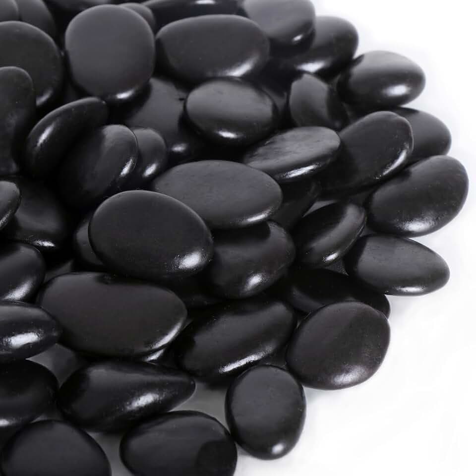 30LB Natural Black River Rocks, 1-1 3/4 Inch Polished River Stones