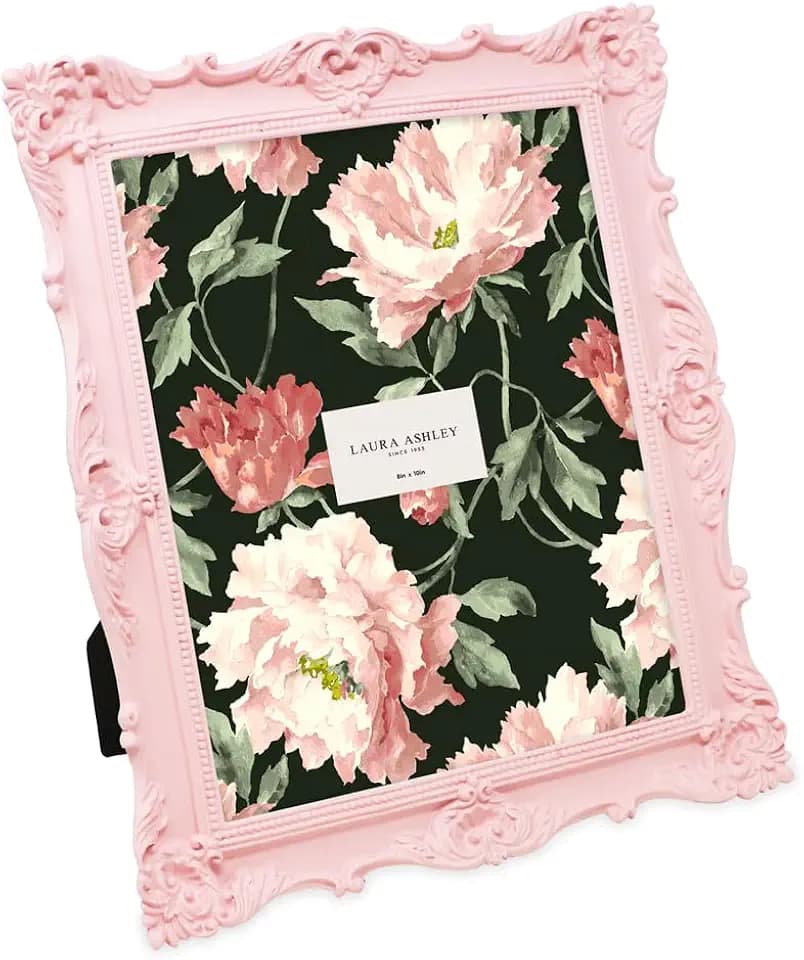 Laura Ashley 8x10 Pink Ornate Textured Hand-Crafted Photo Frame with Easel