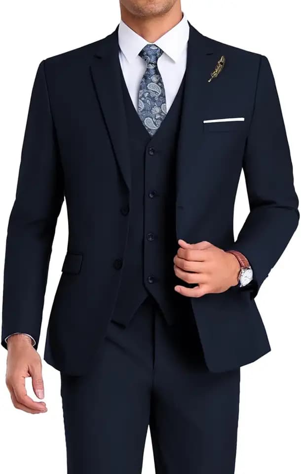 Men Suit 3 Pieces Slim Fit Jacket Vest Pant with Tie
