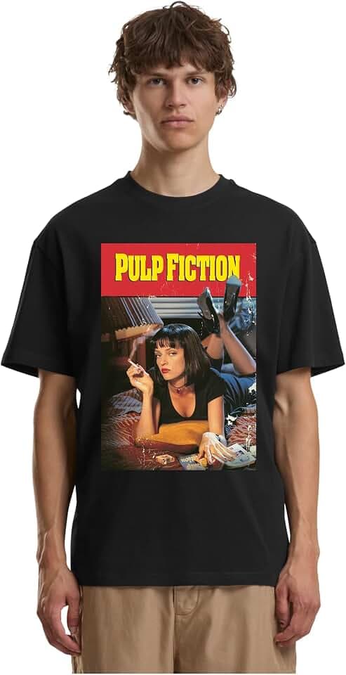 MERCHCODE Herren Mc1437-pulp Fiction Clean Oversize Tee T-Shirt (1er Pack)